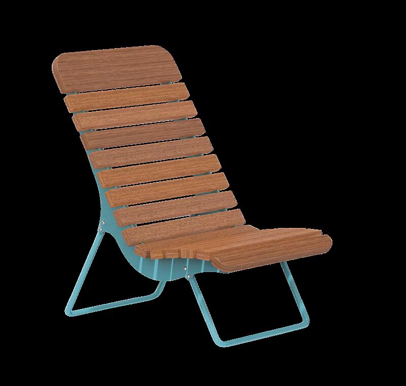 Sitz BOJON mit Hartholzbelattung, Stahlteile in RAL 5021 wasserblau