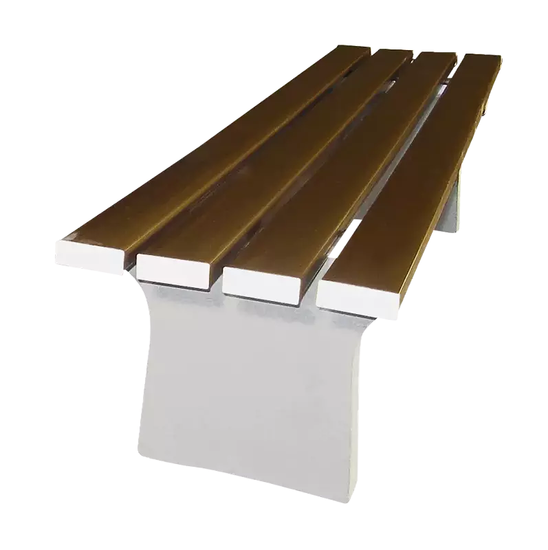 Sitzbank SICILIA ohne Rückenlehne, Belattung mit PVC-Leisten, in mahagonibraun ähnlich RAL 8016