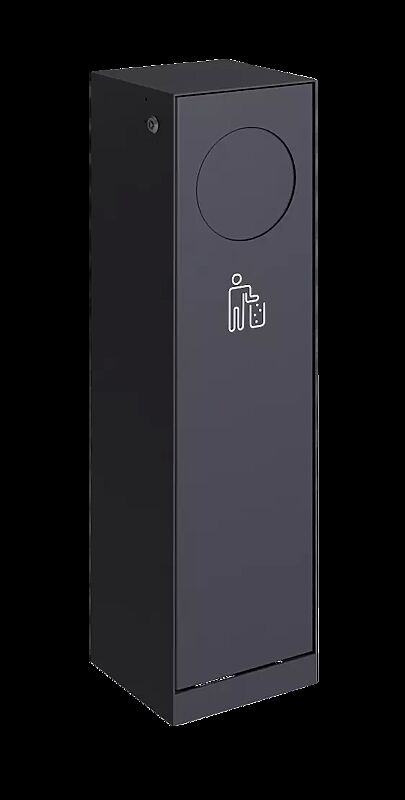 Abfallbehälter CRYSTAL ohne Ascher, 32 Liter, mit Einwurfklappe, in RAL 7016 anthrazitgrau, Siebdruck in RAL 9003 signalweiß