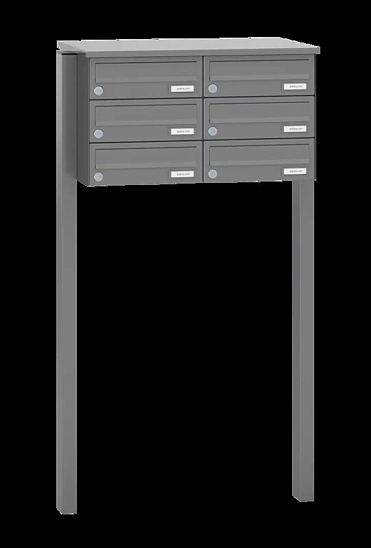 Briefkastenanlage ASTET mit 6 Briefkästen, zum Einbetonieren, ohne Sprech- und Klingelfach, in RAL 9007 graualuminium