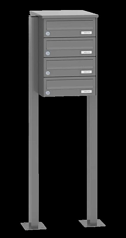 Briefkastenanlage ASTET mit 4 Briefkästen, zum Aufdübeln, ohne Sprech- und Klingelfach, in RAL 9007 graualuminium