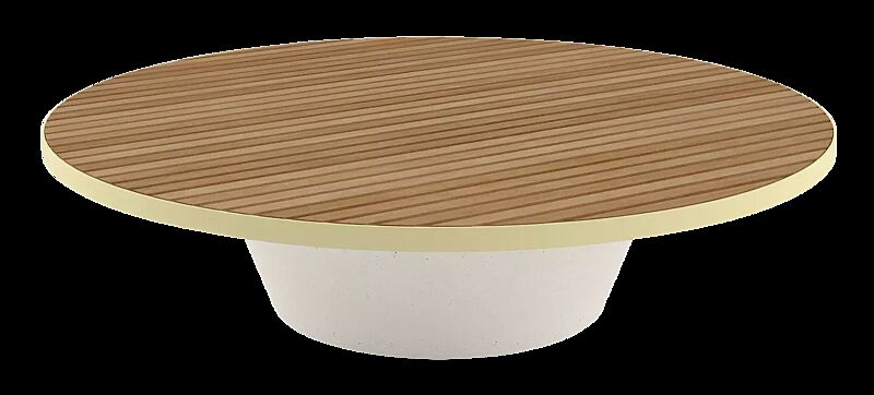 Sitzelement CONICS mit Jatobaholzbelattung, Breite 1760 mm, HPC-Beton in hellgrau, Stahlteile in RAL 1000 grünbeige