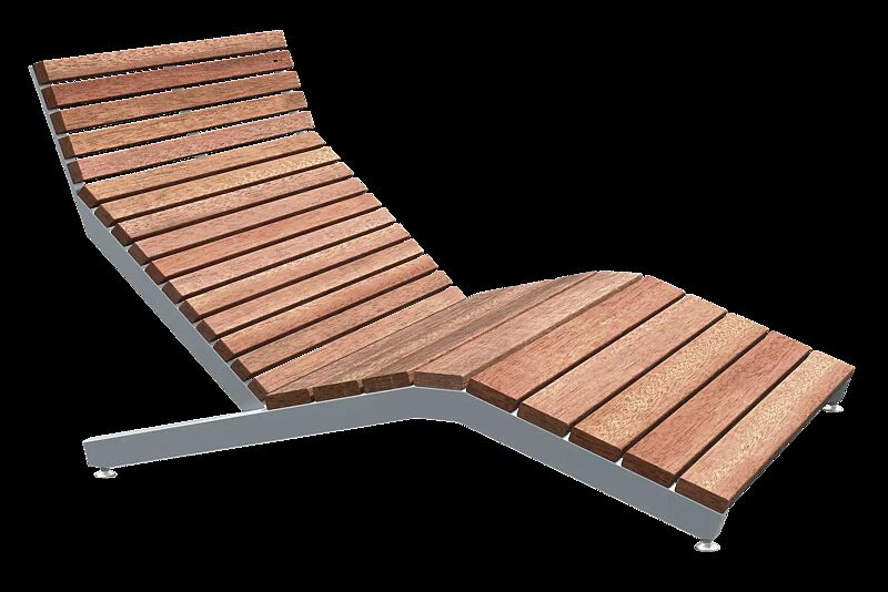 Doppelliegebank RIVAGE, zum freien Aufstellen, mit Jatobaholzbelattung, Stahlteile in RAL 9007 graualuminium