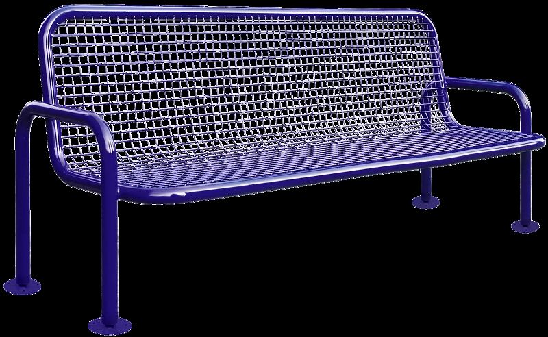 Sitzbank MONZA mit Armlehnen, zum Aufdübeln, in RAL 5017 verkehrsblau
