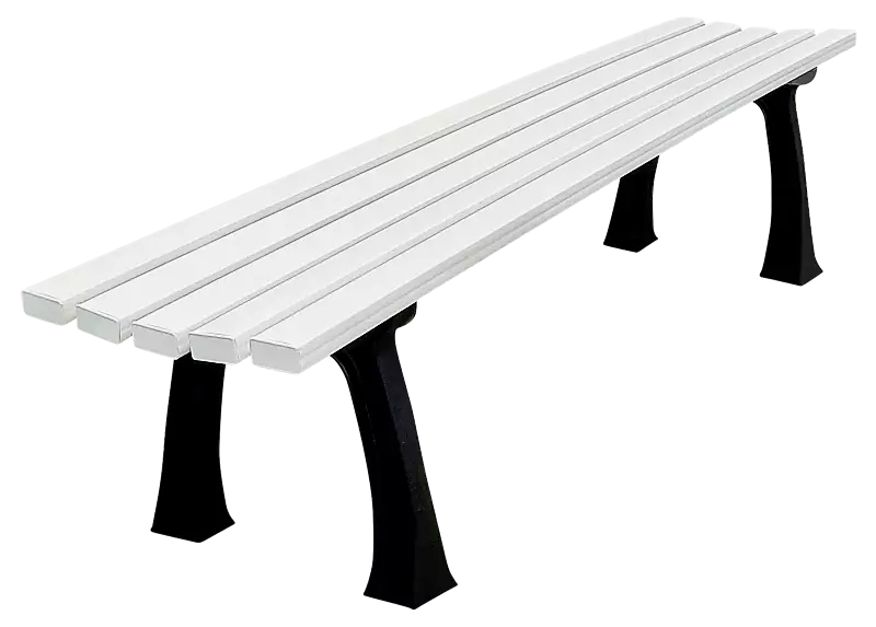 Sitzbank PADUA mit PVC-Kunststoffbelattung mit Holzeinlage, in cremeweiß ähnlich RAL 9001