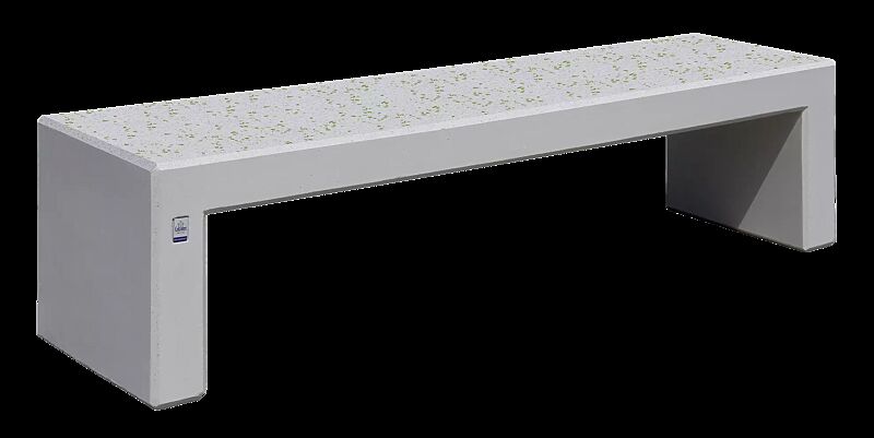 Sitzbank ANDROMEDA STARS, rekonstituierter Naturstein (poliert) in cremeweiß - 18P, Sitzfläche mit grün lumineszierenden Partikeln