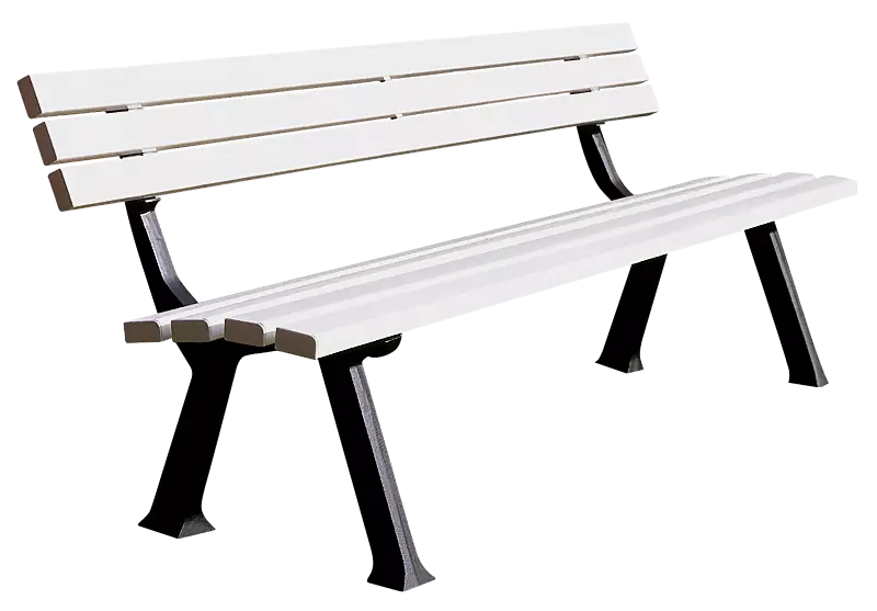 Sitzbank LATTERZA, PVC-Kunststoffbelattung mit Holzeinlage, in cremeweiß ähnlich RAL 9001