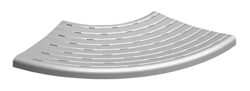  Sitzfläche für Sitzbank VASTO gebogen 90°, in RAL 9006 weißaluminium