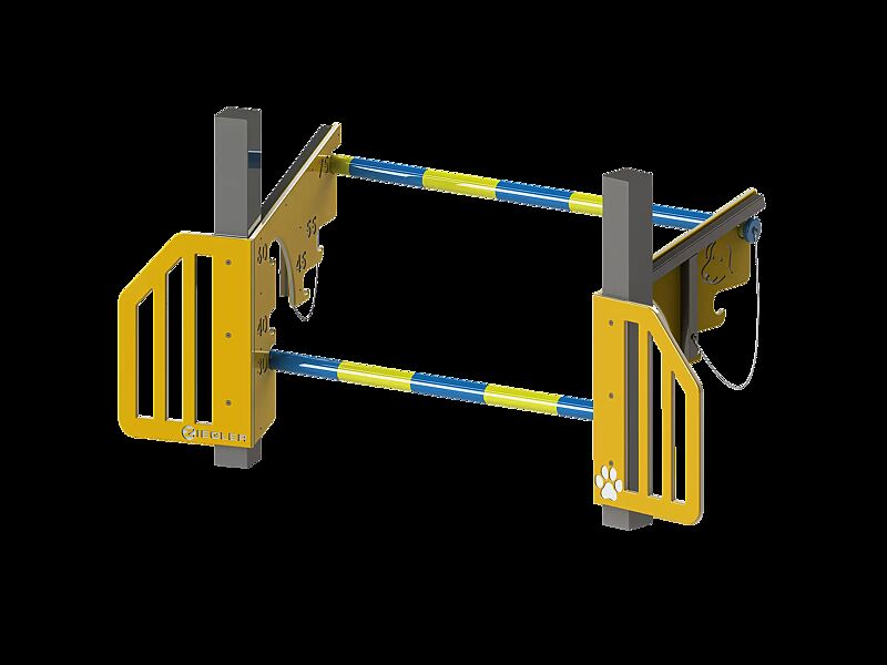 Hundesprunghürde ASTA, Kunststoffelemente ähnlich RAL 1033 daliengelb und RAL 9003 signalweiß
