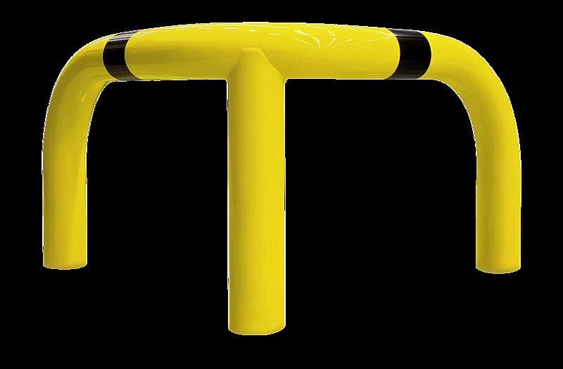 Rammschutzwinkel KEURU zum Einbetonieren, Höhe über Flur 350 mm, gelb kunststoffbeschichtet mit schwarzen Signalstreifen