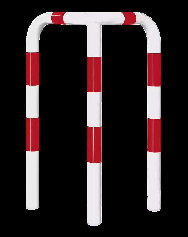 Rammschutzwinkel KEURU zum Einbetonieren, Höhe über Flur 1200 mm, weiß kunststoffbeschichtet mit roten Signalstreifen