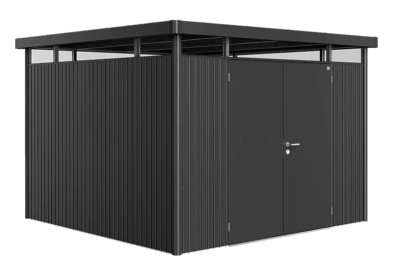 Gerätehaus HighLine®, Modell H6 in dunkelgrau-metallic, mit Doppelflügeltür