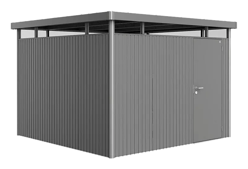 Gerätehaus HighLine®, Modell H6 in quarzgrau-metallic, mit Einflügeltür