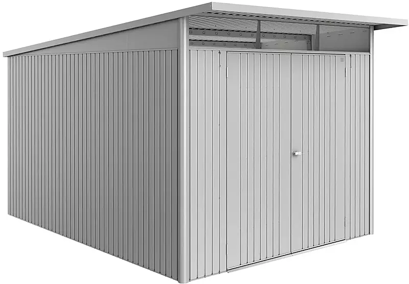 Gerätehaus AVANTGARDE®ECO, Größe A8, in silber-metallic, mit Doppelflügeltür