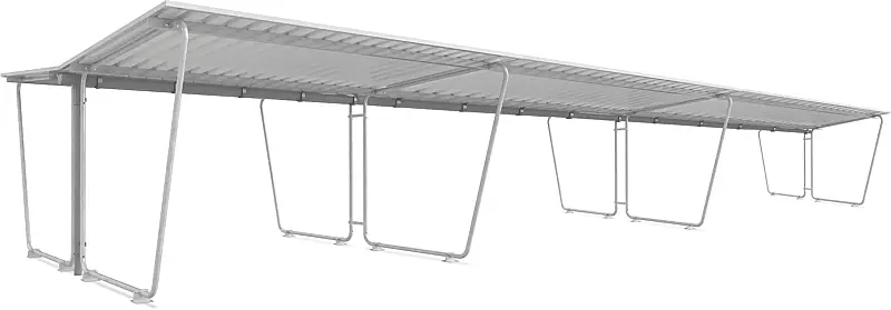 Fahrradüberdachung doppelseitig, ohne Rück- / Seitenwände, Stahlkonstruktion feuerverzinkt