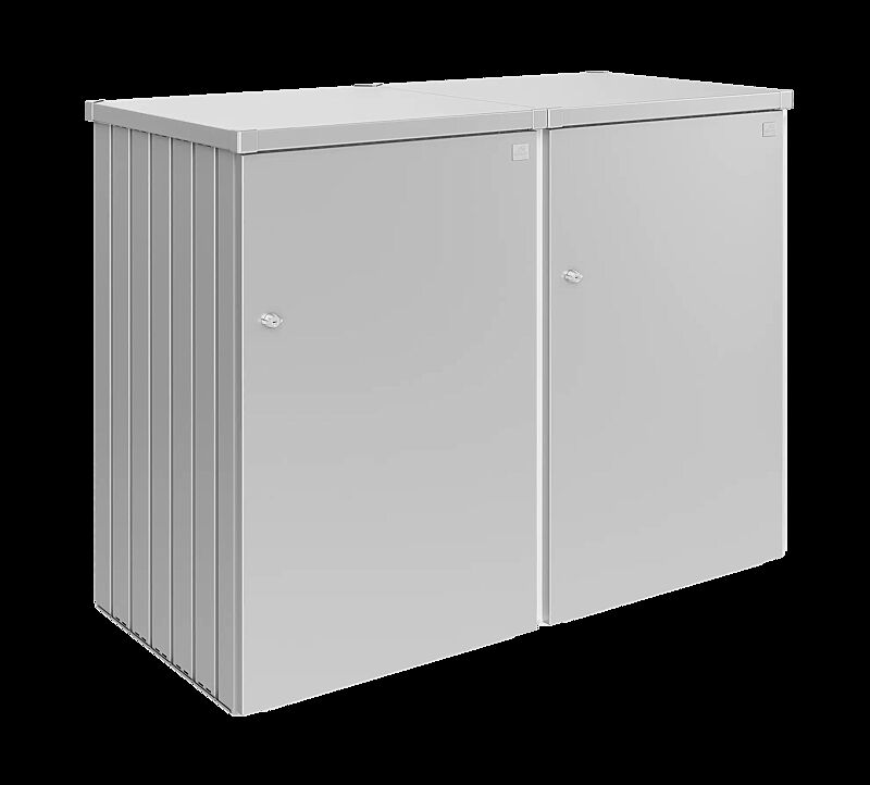 Müllbehälter-Doppelschrank ALEX®, bestehend aus 2 Einzelschränken inkl. einem Verbindungselement, in silber-metallic