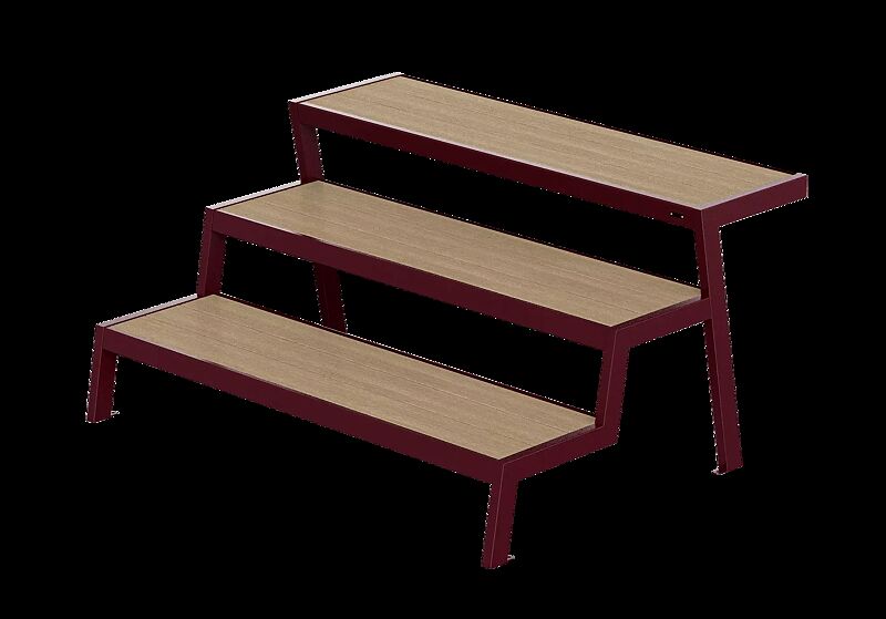 Tribünenbank ESPRIT, gerade, modular erweiterbar, Stahlteile in RAL 3005 weinrot