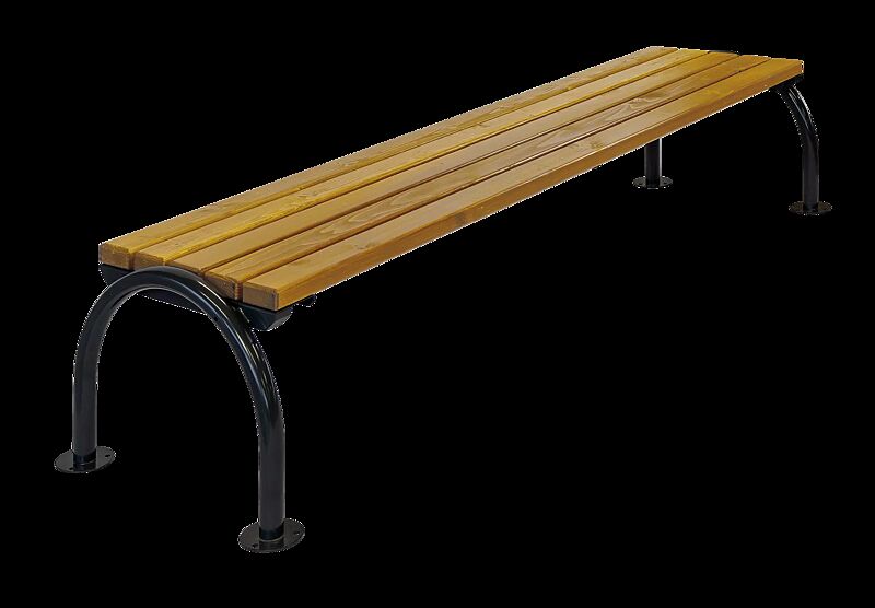 Sitzbank SAN REMO NEW ohne Rückenlehne, mit Fichtenholzbelattung, Stahlteile in RAL 9011 graphitschwarz