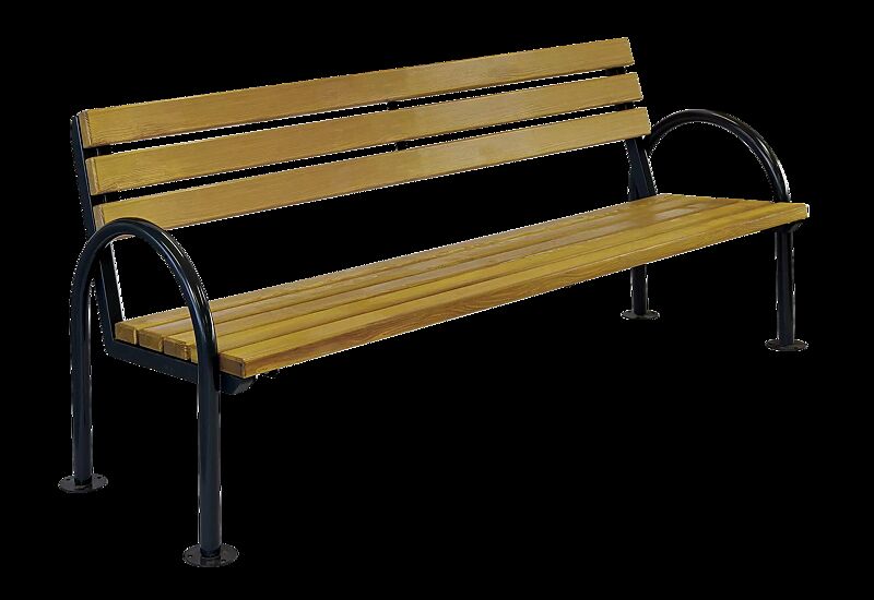 Sitzbank SAN REMO NEW mit Rückenlehne und Armlehnen, mit Eschenholzbelattung, Stahlteile in RAL 9011 graphitschwarz