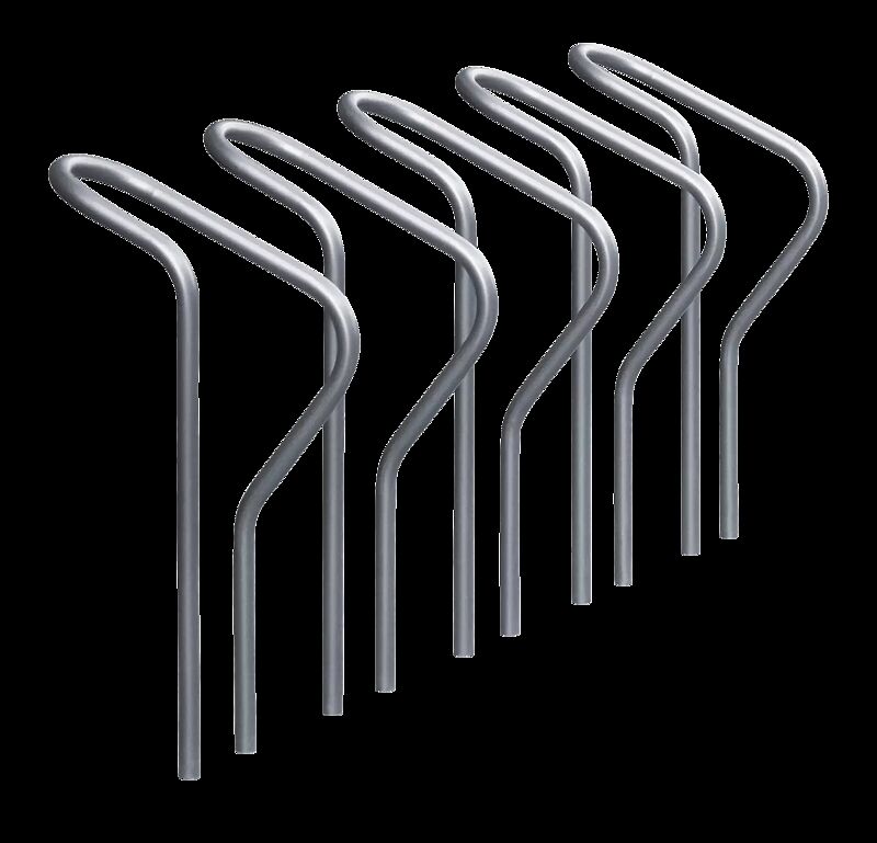 Reihenanlehnbügel LARGO einseitig, 5 Stellplätze, in RAL 9006 weißaluminium