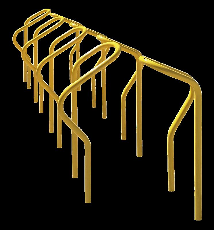 Reihenanlehnbügel LARGO doppelseitig, 8 Stellplätze, in RAL 1023 verkehrsgelb