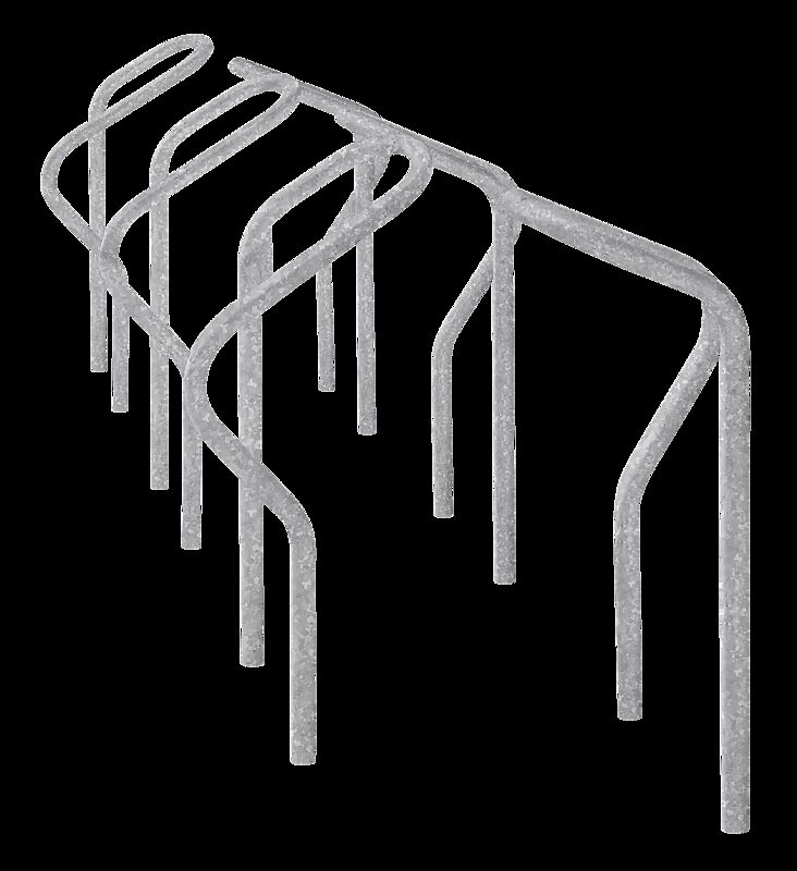 Reihenanlehnbügel LARGO doppelseitig, 6 Stellplätze, feuerverzinkt