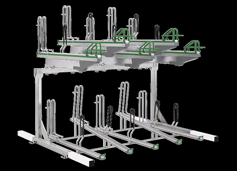 Doppelstock-Fahrradparksystem FLEXHUB PREMIUM, einseitig, 10 Stellplätze, mit Tastleisten (Zubehör)