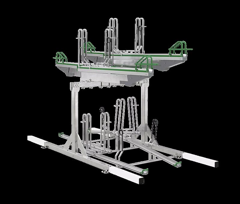 Doppelstock-Fahrradparksystem FLEXHUB PREMIUM, doppelseitig, 8 Stellplätze, mit Tastleisten (Zubehör)