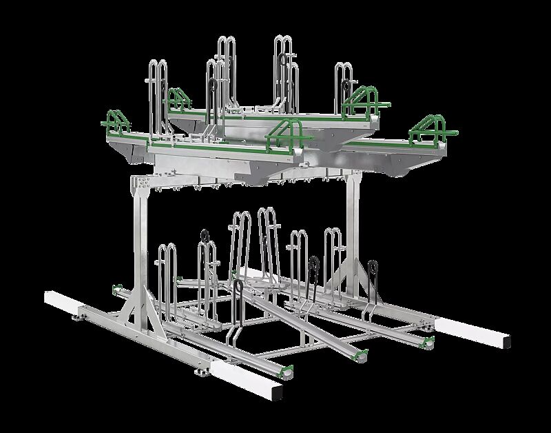 Doppelstock-Fahrradparksystem FLEXHUB PREMIUM, doppelseitig, 12 Stellplätze, mit Tastleisten (Zubehör)