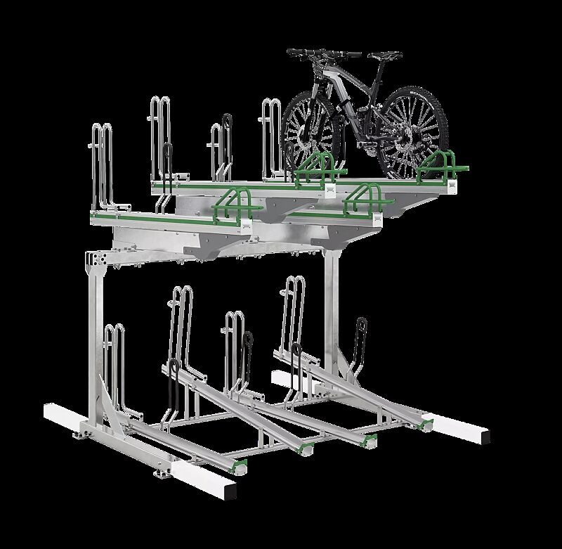 Doppelstock-Fahrradparksystem FLEXHUB PREMIUM, einseitig, 8 Stellplätze, mit Tastleisten (Zubehör)