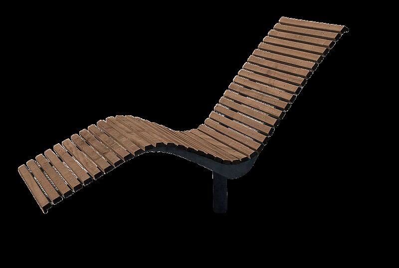 Liegebank FJORDPARK, Stahlteile in RAL 7021 schwarzgrau