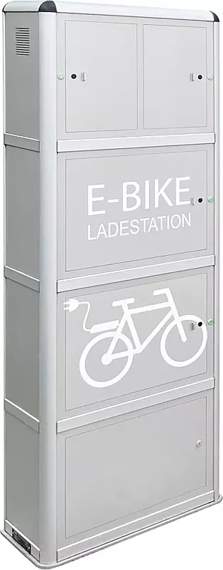 E-Bike-Ladestellenschrank AMARO, 2 große und 2 kleine Ladefächer, PIN-Code-Autorisierung