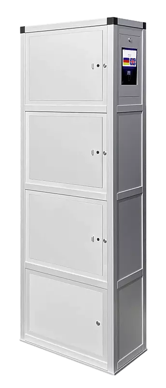 E-Bike-Ladestellenschrank AMARO EDGE, 3 große Ladefächer mit PIN-Code-Autorisierung und Anschlussraum