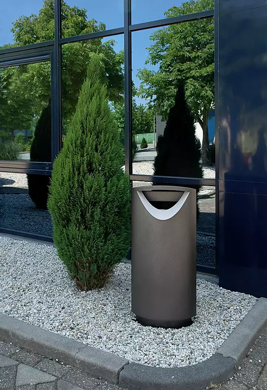 Abfallbehälter FINBIN ELLIPSE 100, 56 Liter,  zum Aufdübeln, Stahlteile in DB 703 eisenglimmer