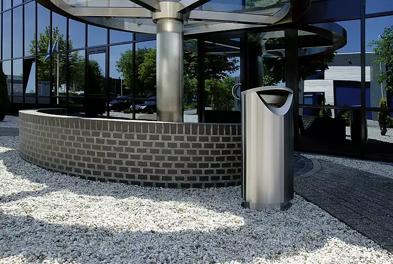 Abfallbehälter FINBIN ELLIPSE 100, 56 Liter,  zum Aufdübeln, aus Edelstahl