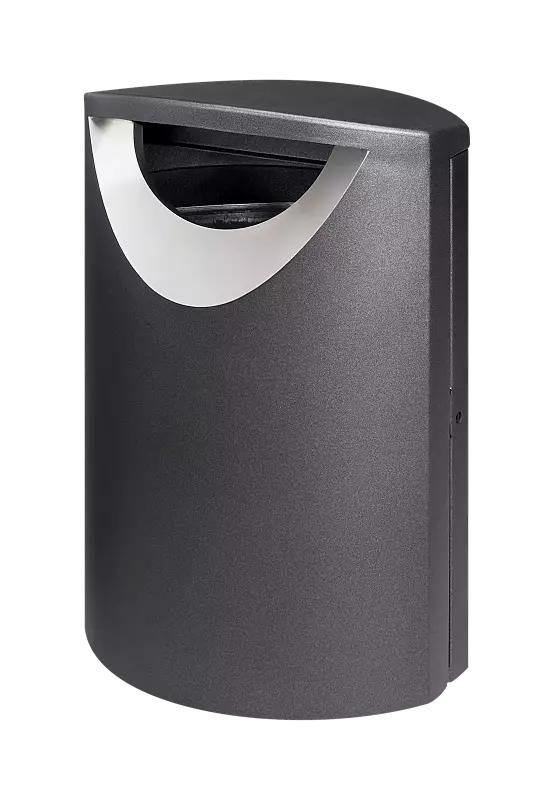 Abfallbehälter FINBIN ELLIPSE 60, 40 Liter, zur Wand- / Pfostenbefestigung, Stahlteile in DB 703 eisenglimmer