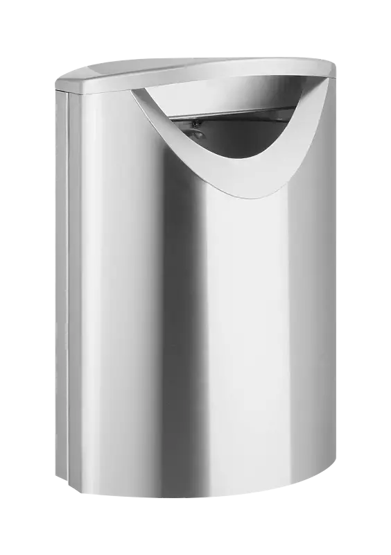 Abfallbehälter FINBIN ELLIPSE 60, 40 Liter, zur Wandbefestigung, aus Edelstahl