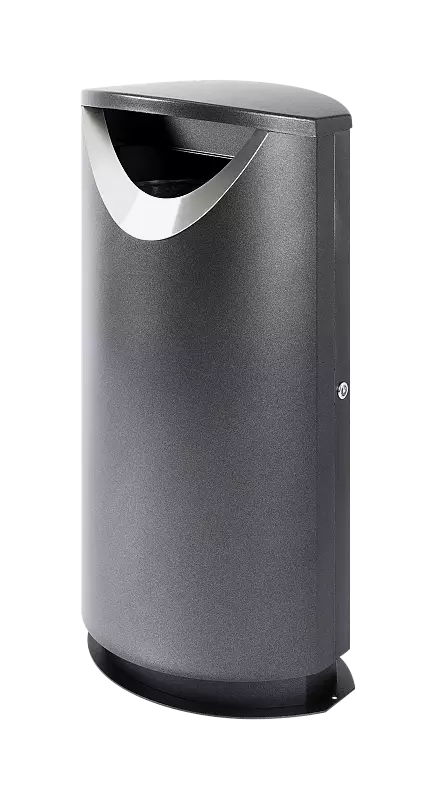 Abfallbehälter FINBIN ELLIPSE 100, 56 Liter, zum Aufdübeln, Stahlteile in DB 703 eisenglimmer