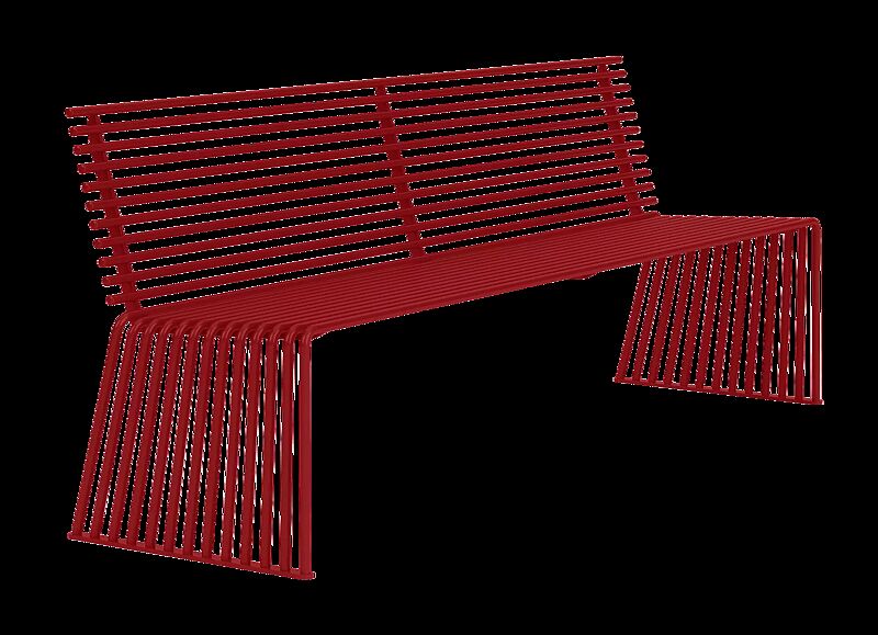 Sitzbank ANZIO mit Rückenlehne, gerade, in RAL 3000 feuerrot