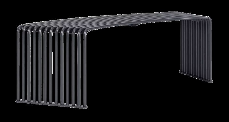 Sitzbank ANZIO ohne Rückenlehne, 45° gebogen sowie gerade, in eisenglimmergrau