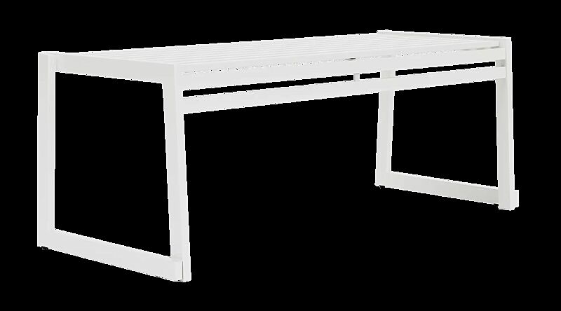 Sitzbank CORTINA ohne Rückenlehne, zum freien Aufstellen, Breite 1200 mm, in RAL 9003 signalweiß