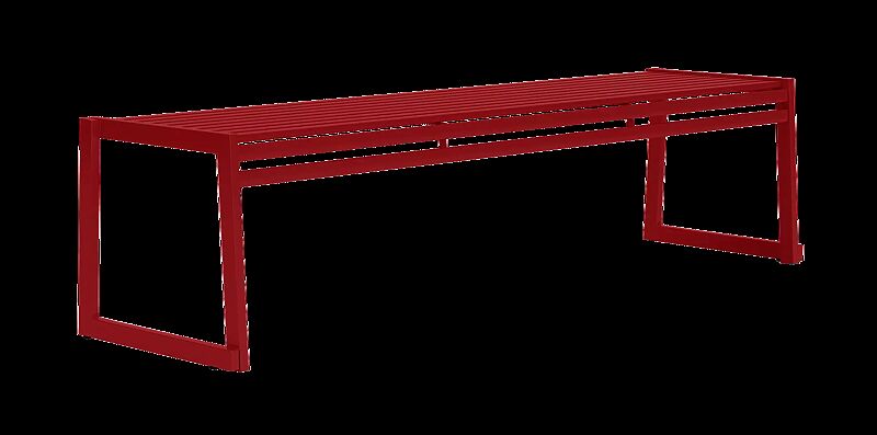 Sitzbank CORTINA ohne Rückenlehne, zum freien Aufstellen, Breite 1800 mm, in RAL 3000 feuerrot