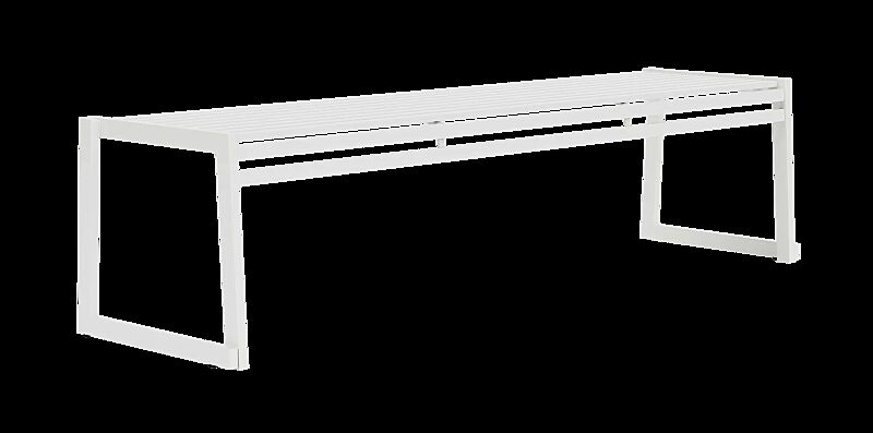 Sitzbank CORTINA ohne Rückenlehne, zum freien Aufstellen, Breite 1800 mm, in RAL 9003 signalweiß