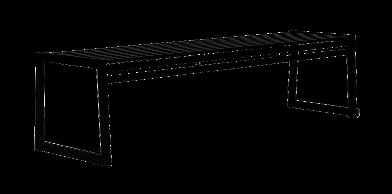 Sitzbank CORTINA ohne Rückenlehne, zum freien Aufstellen, Breite 1800 mm, in RAL 9005 tiefschwarz