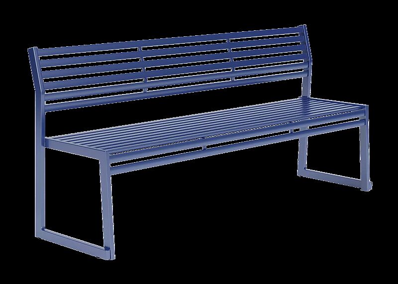 Sitzbank CORTINA mit Rückenlehne, zum freien Aufstellen, Breite 1800 mm, in RAL 5023 fernblau