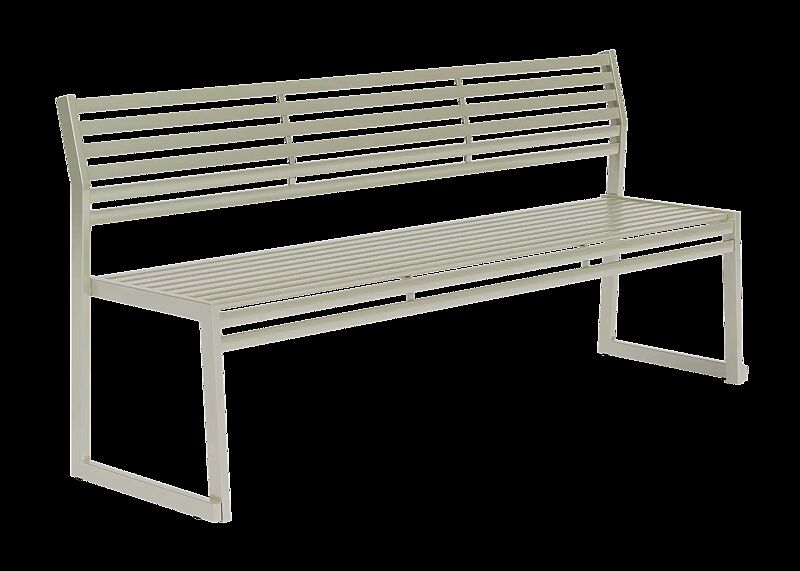 Sitzbank CORTINA mit Rückenlehne, zum freien Aufstellen, Breite 1800 mm, in RAL 7032 kieselgrau
