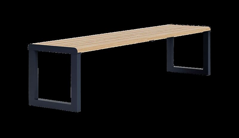 Sitzbank MANTUA ohne Rückenlehne, Aluminium in natürlichem Eschenholzoptik-Effekt, Stahlteile in eisenglimmergrau