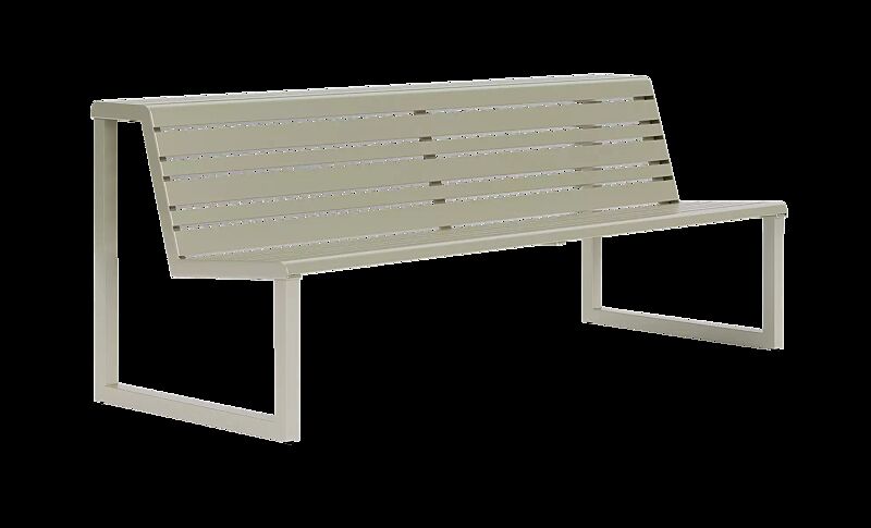 Sitzbank MANTUA mit verlängerter Rückenlehne in RAL 7032 kieselgrau