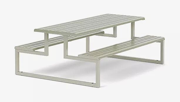 Bank-Tisch-Kombination MANTUA ohne Rückenlehne, in RAL 7032 kieselgrau