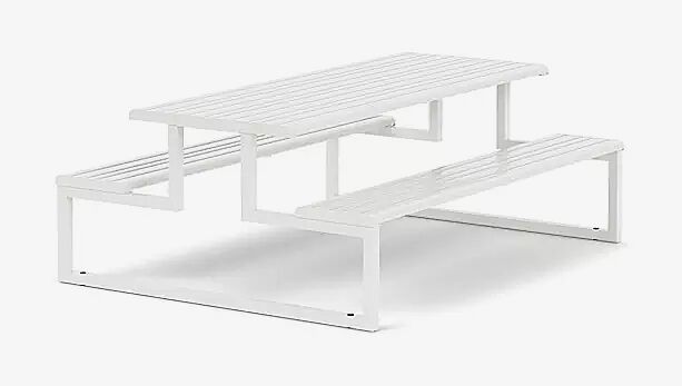 Bank-Tisch-Kombination MANTUA ohne Rückenlehne, in RAL 9003 signalweiß